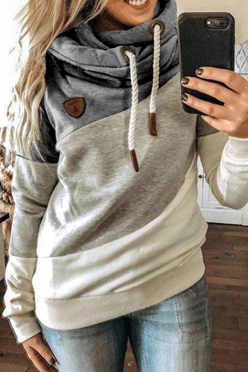 Sudadera con capucha y empalme suelto (4 colores)