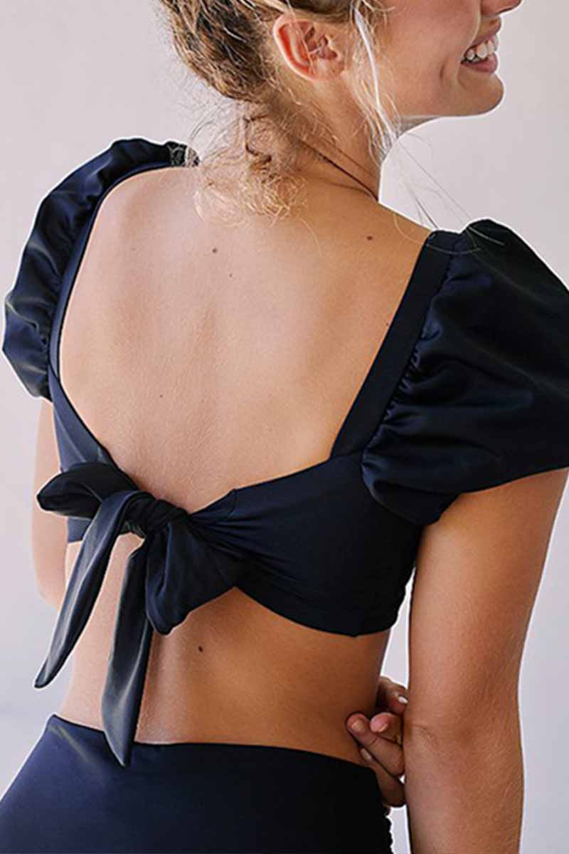 Traje de baño dividido de manga corta para mujer