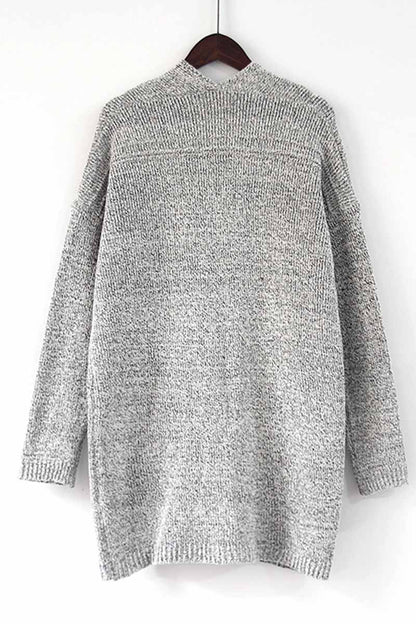 Solid Color Knitted Cardigan With Large Pockets