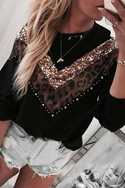 Sudadera con costuras de leopardo