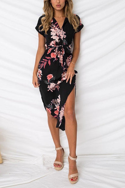 Vestido midi asimétrico con estampado moderno (4 colores)