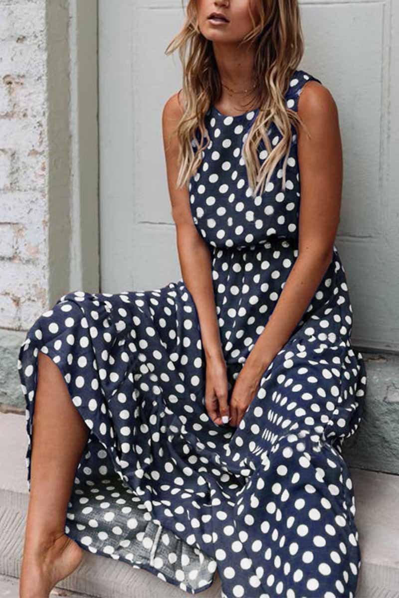 Vestido de lunares con cuello redondo (5 colores)