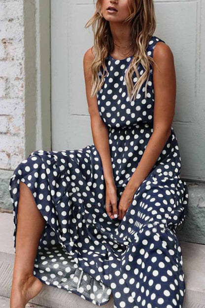 Vestido de lunares con cuello redondo (5 colores)