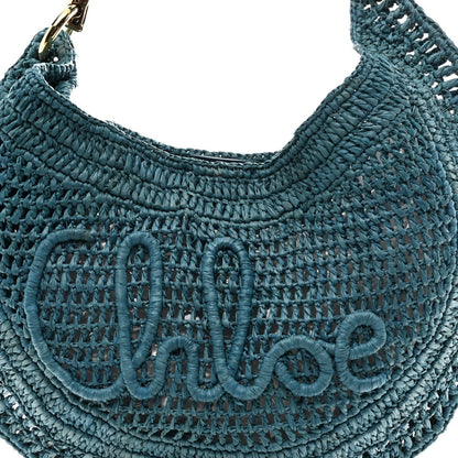 Raffia Calfskin Summer Banana Hobo Stormy Sea
