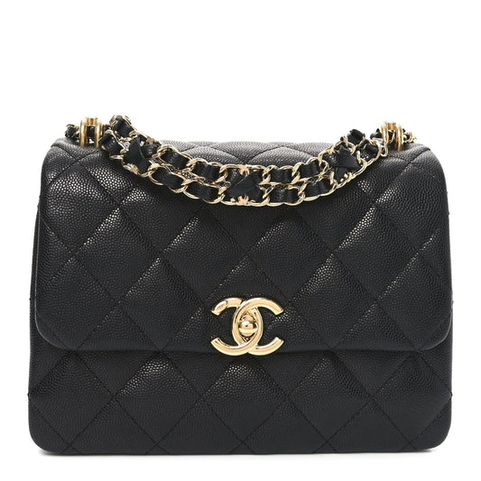 Caviar Quilted Mini Coco First Flap Black