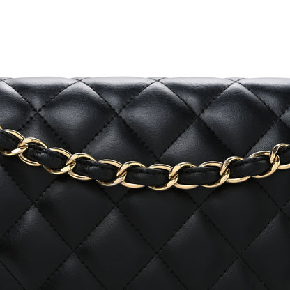Lambskin Quilted Jumbo Double Flap Black