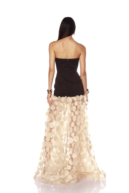 Vestido largo de tul transparente sin tirantes Irene 