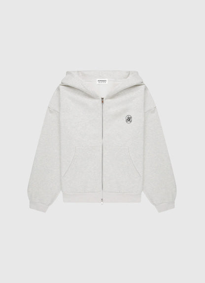 Signature Double Zip Up Hoodie - Grey
