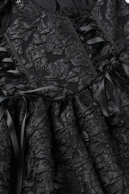 Ruffled Cross Neck Gothic Dress