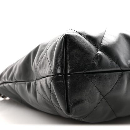 Shiny Calfskin Quilted Small Chanel 22 Black