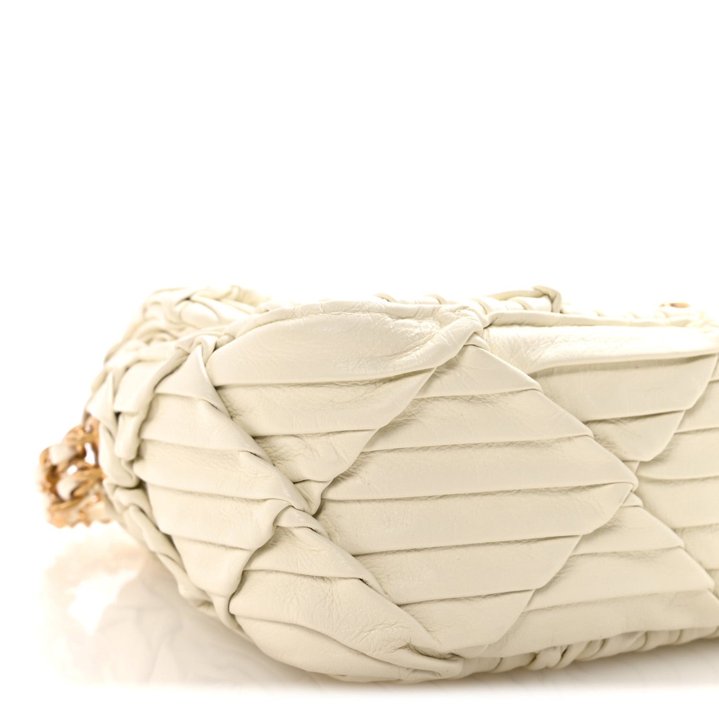 Pleated Calfskin Quilted Medallion Flap White