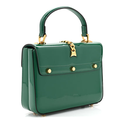 Mousse Top Patent Small Sylvie 1969 Top Handle Bag Emerald