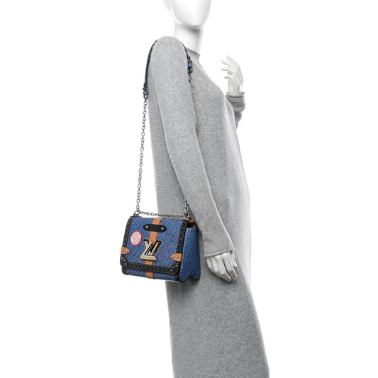 Epi Complice Trunks and Bags Twist Shoulder Bag MM Denim Light