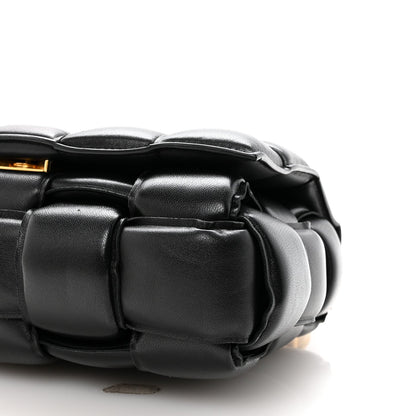 Lambskin Maxi Intreccio Padded Chain Cassette Crossbody Bag Black