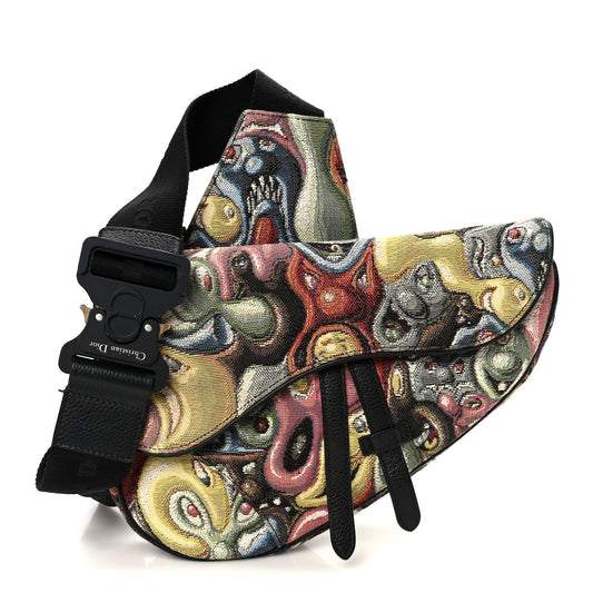 X KENNY SCHARF Jacquard Printed Mens Saddle Bag  Multicolor