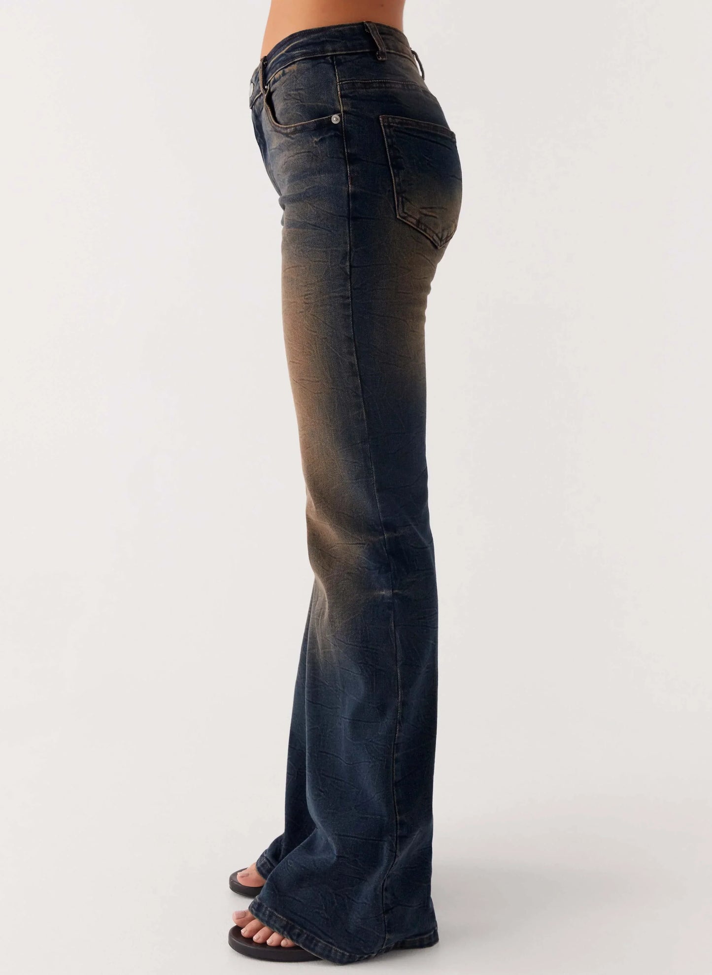 Oregon Flared Denim Jeans - Dirty Black Wash