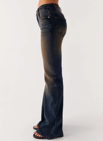 Oregon Flared Denim Jeans - Dirty Black Wash