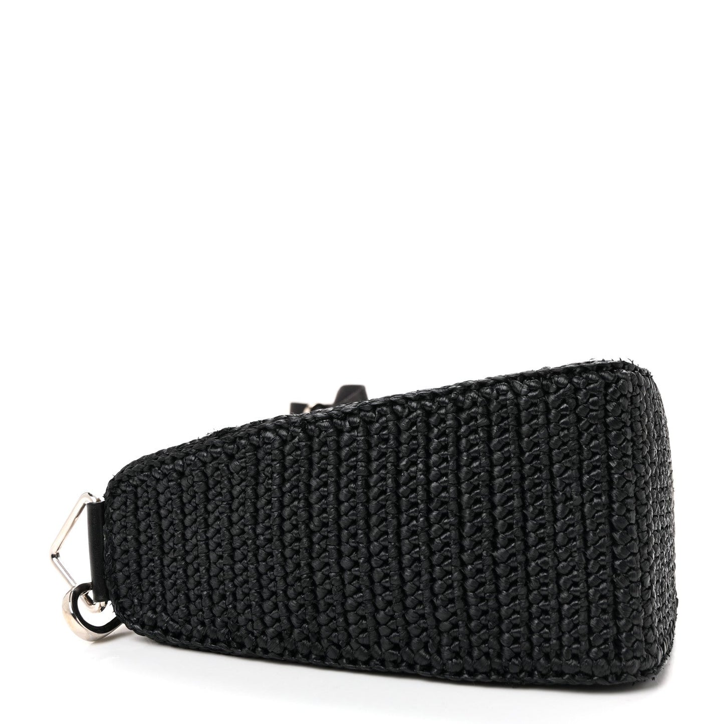 Yarn Raffia Effect Crochet Triangle Shoulder Bag Black
