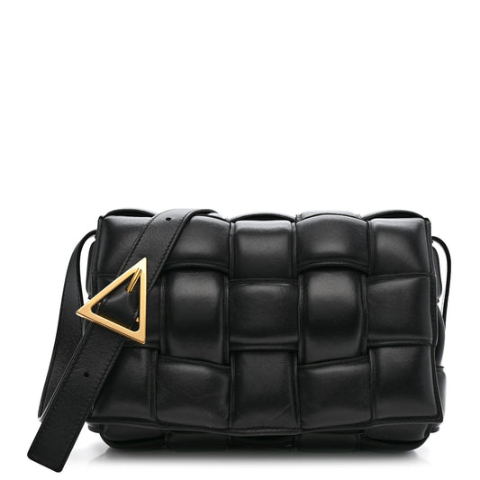 Nappa Maxi Intreccio Padded Cassette Crossbody Bag Black