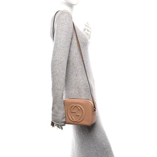 Pebbled Calfskin Small Soho Disco Bag Camelia