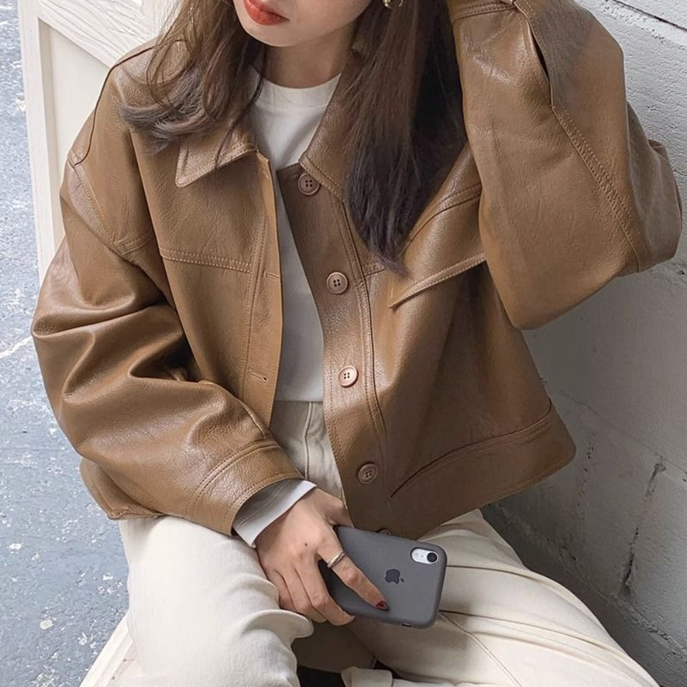 Oversized Faux Leather Jacket for Women - Selvaggia