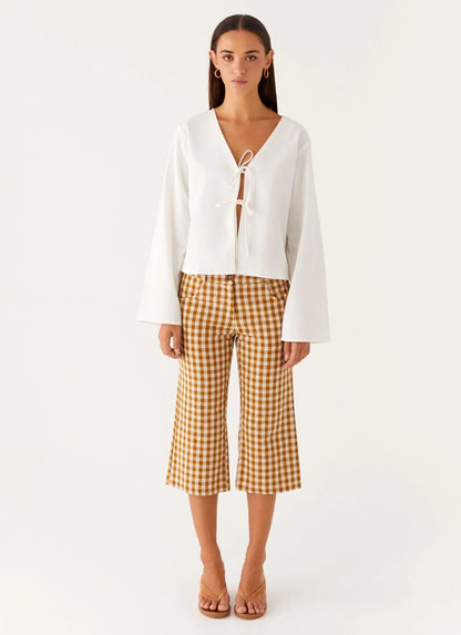 Isabelle Tie Front Top - White