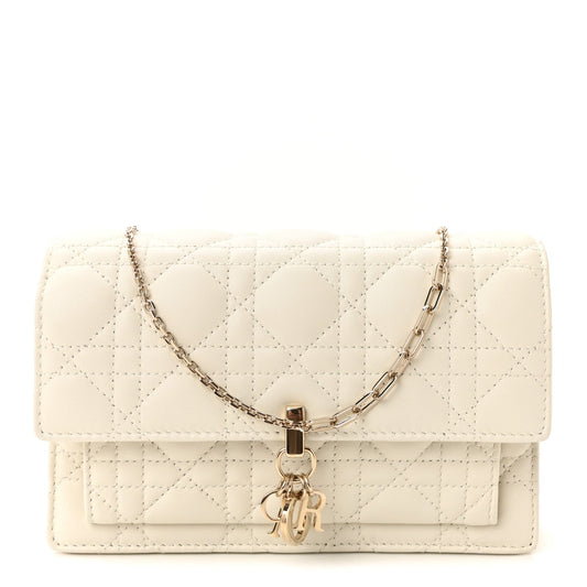 Lambskin Cannage Miss Dior Chain Pouch Latte