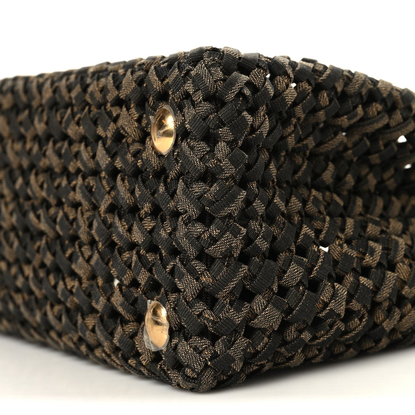 Fabric Jacquard FF 1974 Woven Knotted Medium Peekaboo Iconic Satchel Tobacco Moro