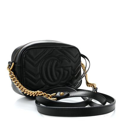 Calfskin Matelasse Mini GG Marmont Chain Shoulder Bag Black