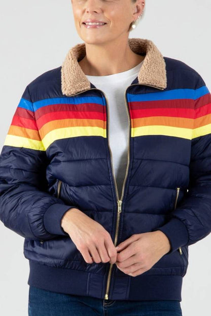Chaqueta aislante de rayas retro Chasing Rainbows