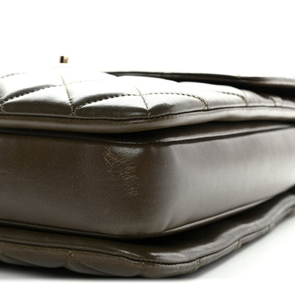 Lambskin Quilted Large Trendy CC Dual Handle Flap Bag Khaki