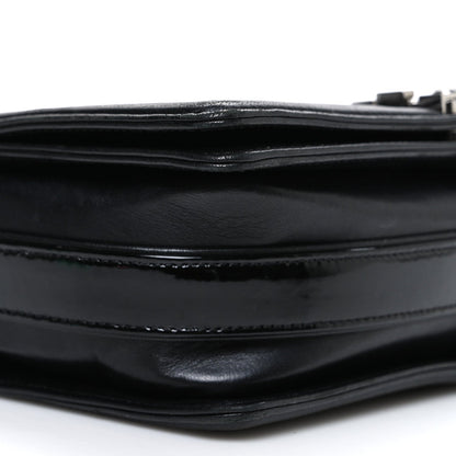 Calfskin Patent Braided Medium Boy Flap Black