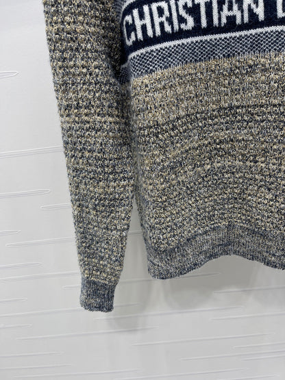 Dior 2025 Sweater Beige mix Navy Blue Wool 321296