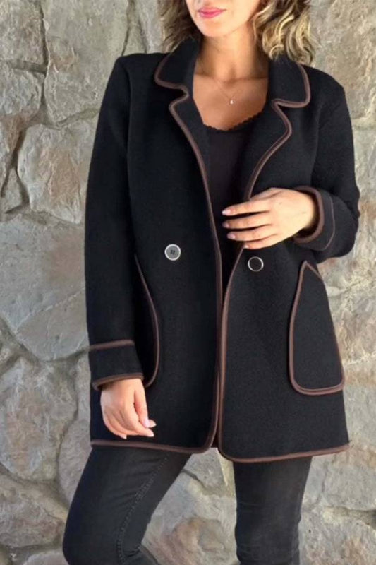 Chaqueta de lana de doble cara con cuello de traje de temperamento