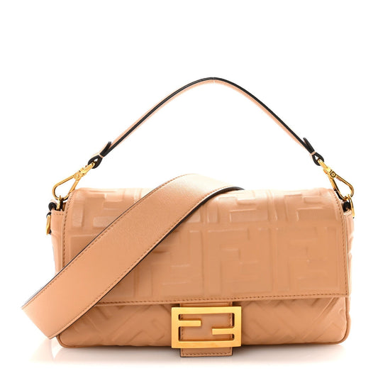 Nappa FF 1974 Embossed Baguette Miele Scuro