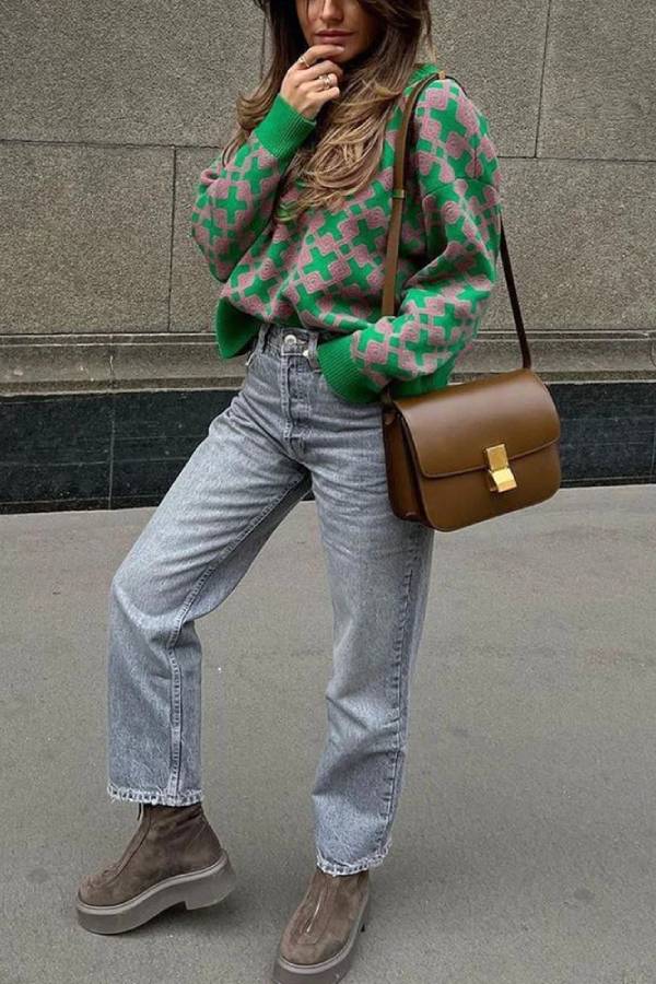Suéter jacquard chic y de tendencia 