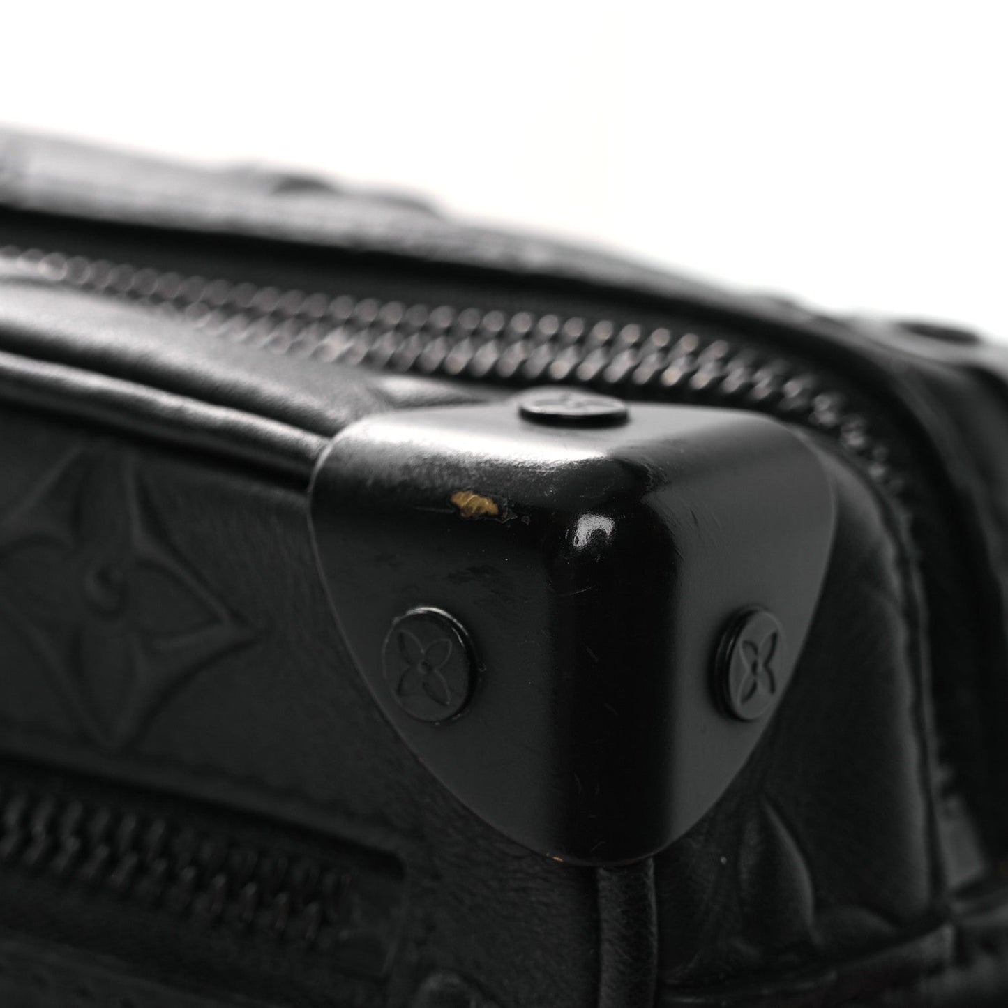Calfskin Debossed Monogram Solar Ray Mini Soft Trunk Black