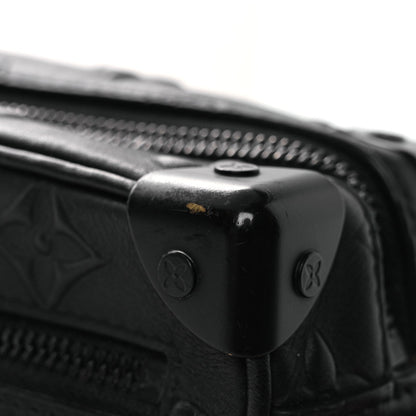 Calfskin Debossed Monogram Solar Ray Mini Soft Trunk Black