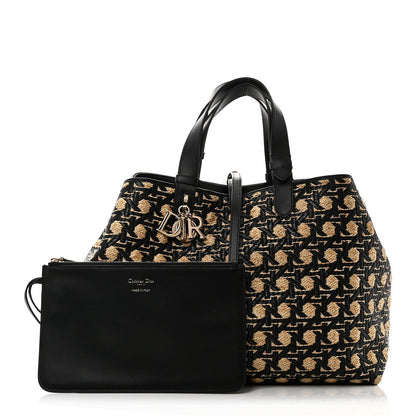 Raffia Calfskin Cannage Large Toujours Black Beige
