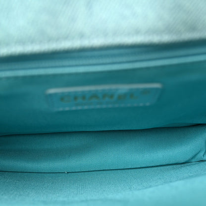 Denim Quilted Small Messenger Flap Neon Blue