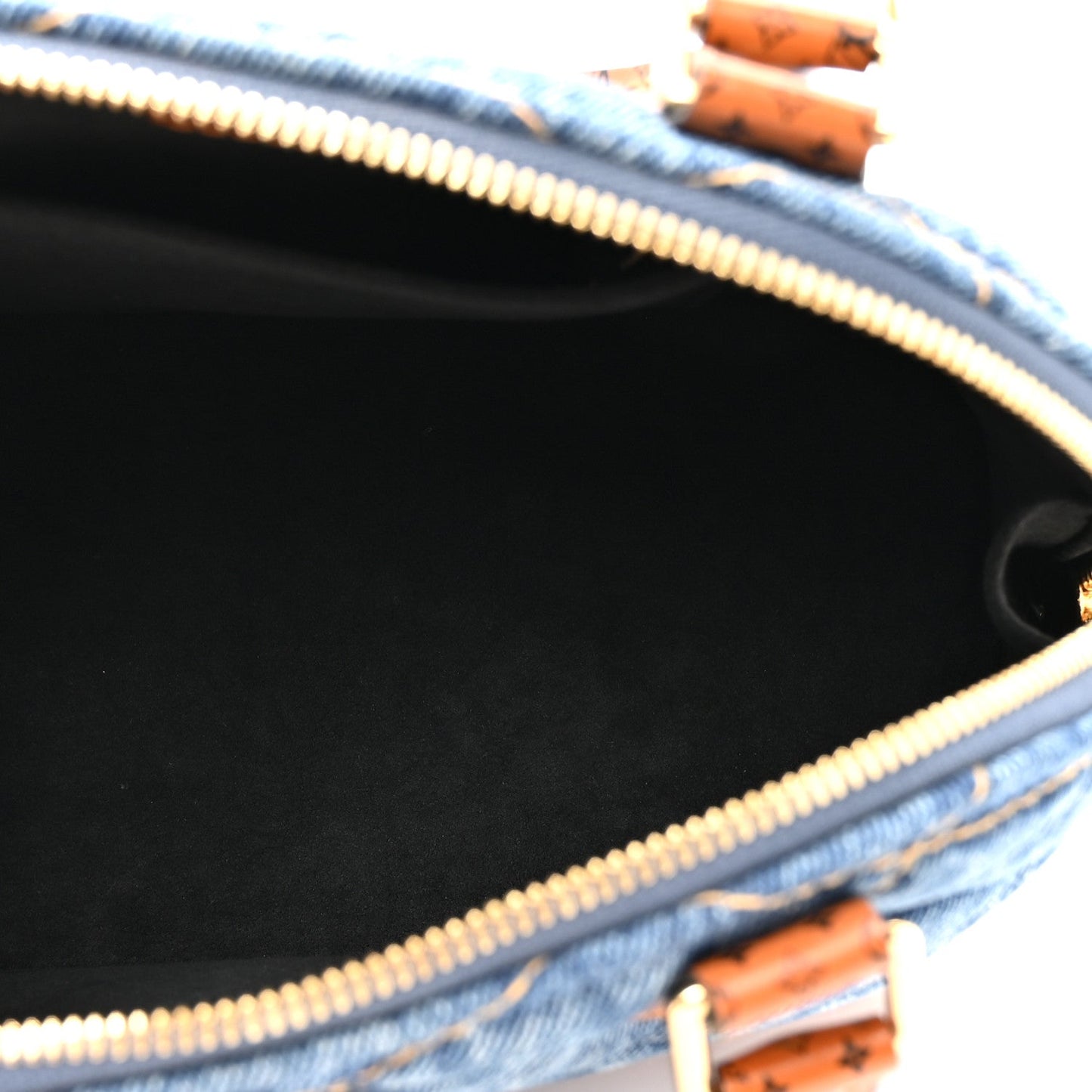 Denim Calfskin Reverse Monogram Malletage Alma BB Blue