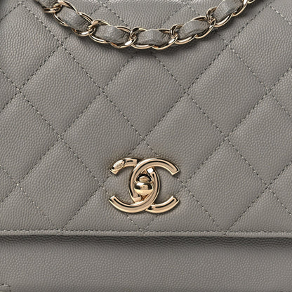 Caviar Quilted Medium Business Affinity Flap Grey