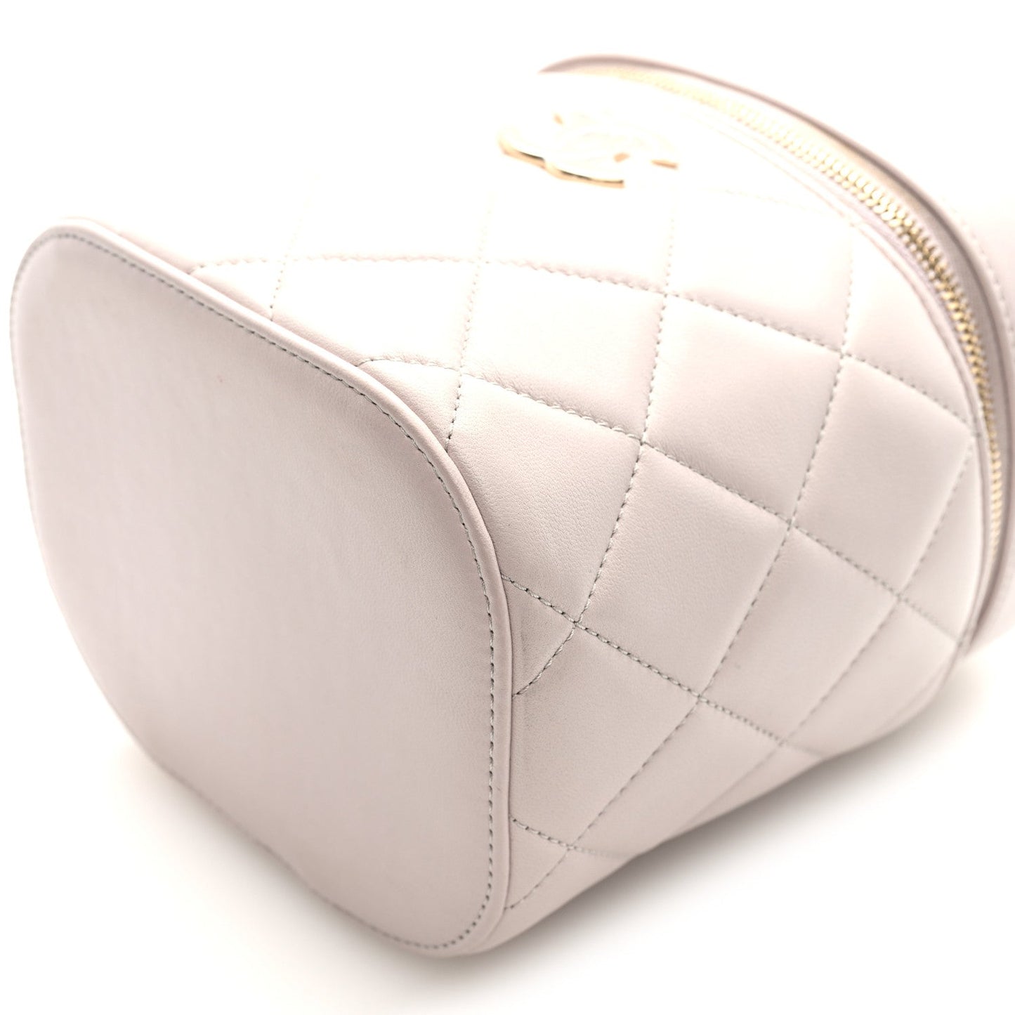 Lambskin Quilted Trendy Vanity Case Lilac