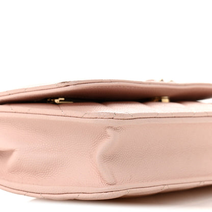 Caviar Quilted Crystal Enamel CC Wallet On Chain WOC Light Pink