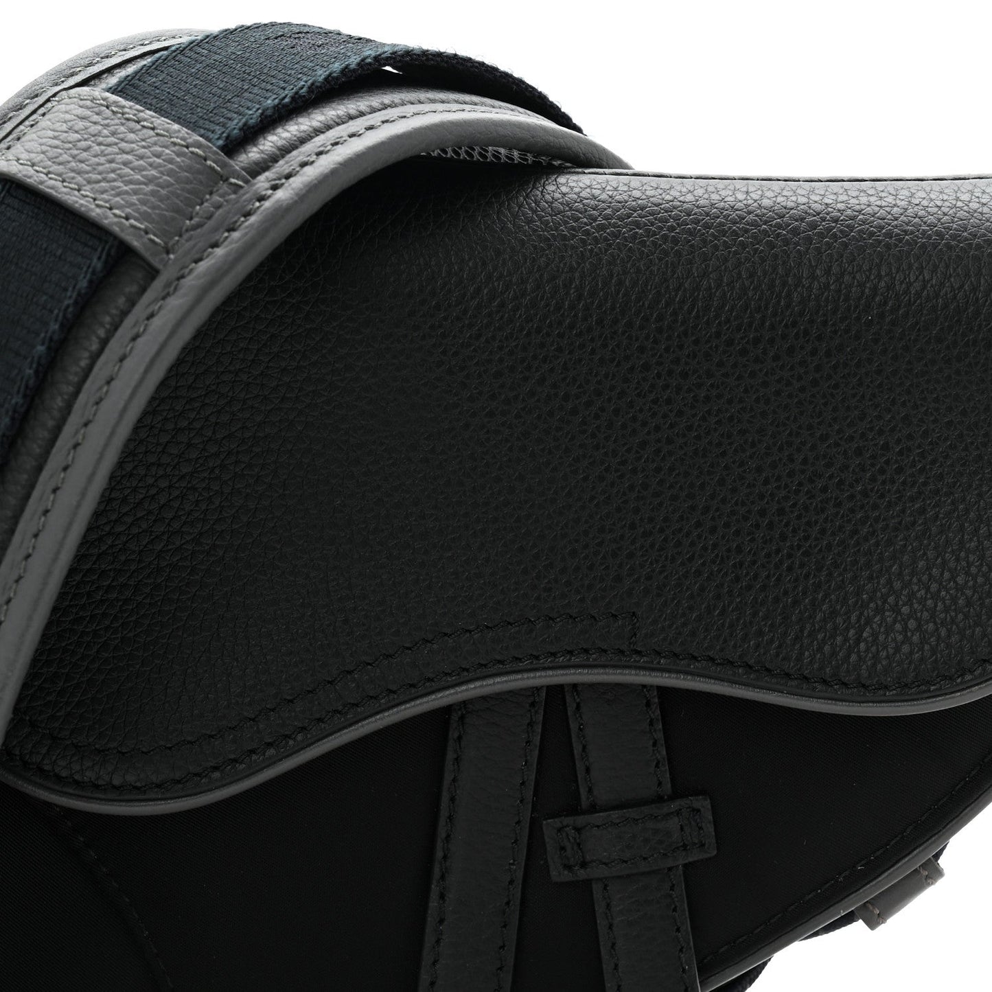 X SACAI Grained Calfskin Technical Fabric Mens Saddle Bag Black