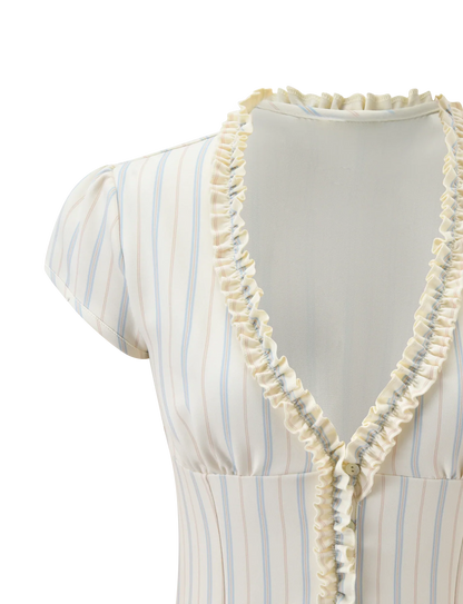 VALERIE RUFFLE TOP - STRIPE