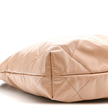Shiny Calfskin Quilted Small Chanel 22 Beige