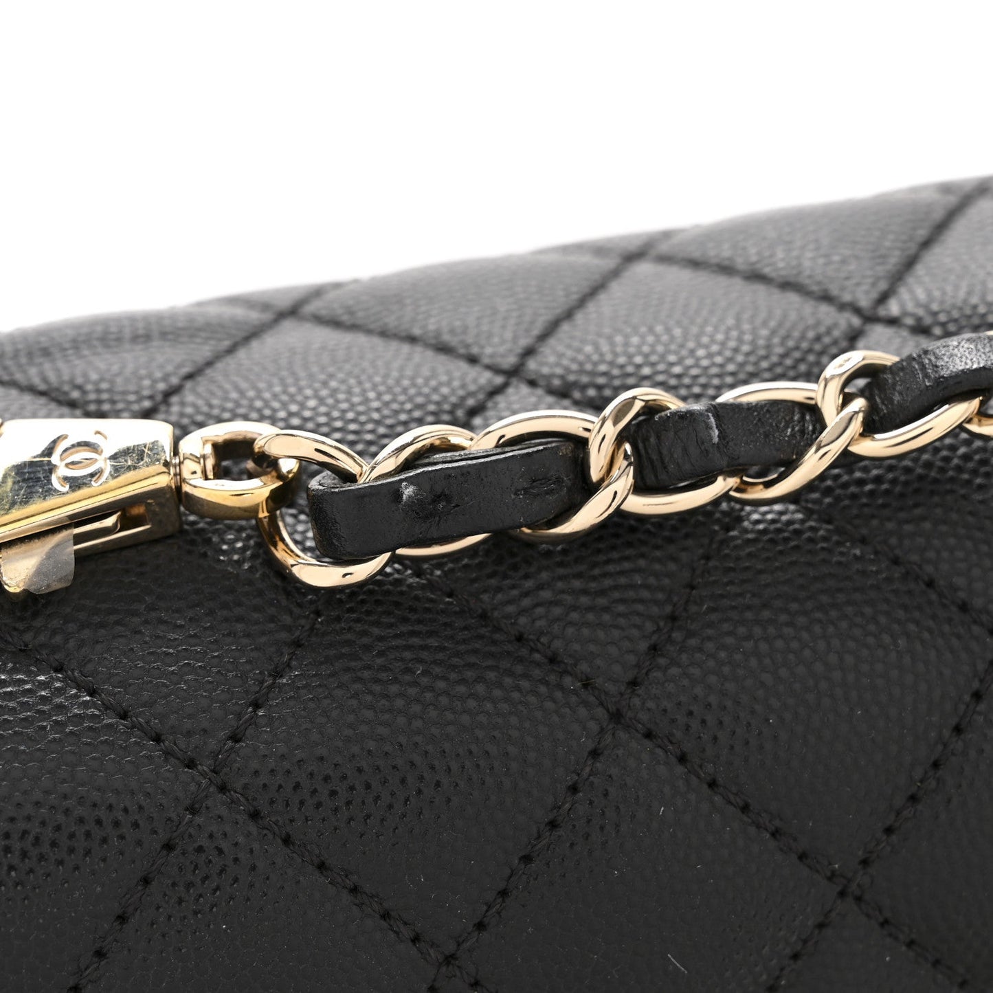 Caviar Quilted Small Coco Handle Flap Black