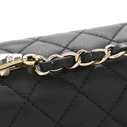 Caviar Quilted Small Coco Handle Flap Black