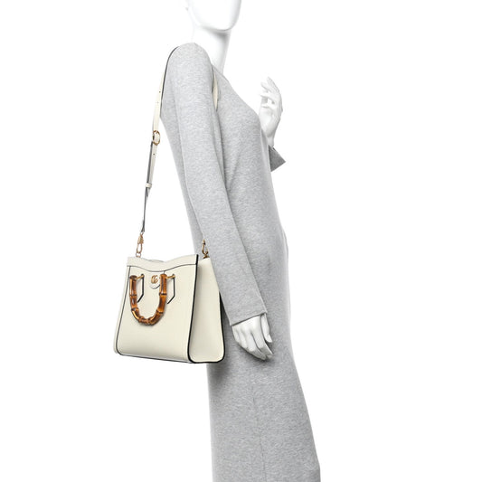 Wonka Grain Calfskin Small Diana Tote Bag Mystic White